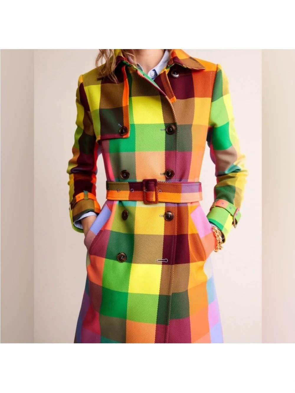 Boden Neon Belted Trench Coat Size 6R NWT - Picture 2 of 5